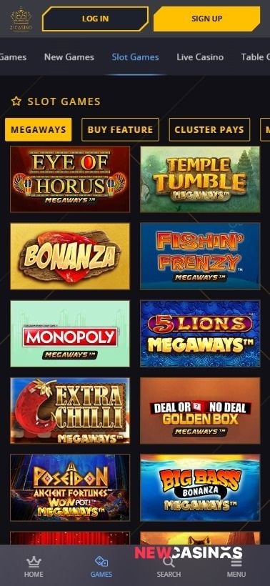 a screenshot of 21casino slot games on mobile