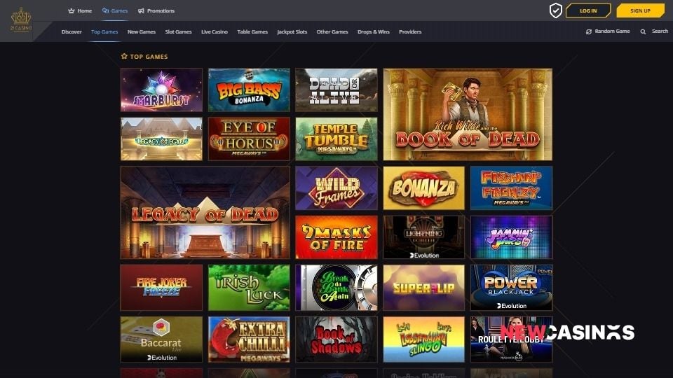 a screenshot of the game lobby of 21casino