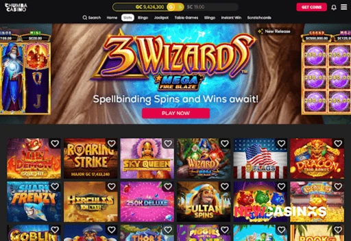 a screenshot of the game lobby at Chumba casino