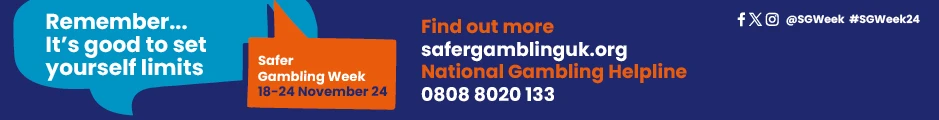 a banner with the text 'remember it's good to set yourself limits' for safer gambling week