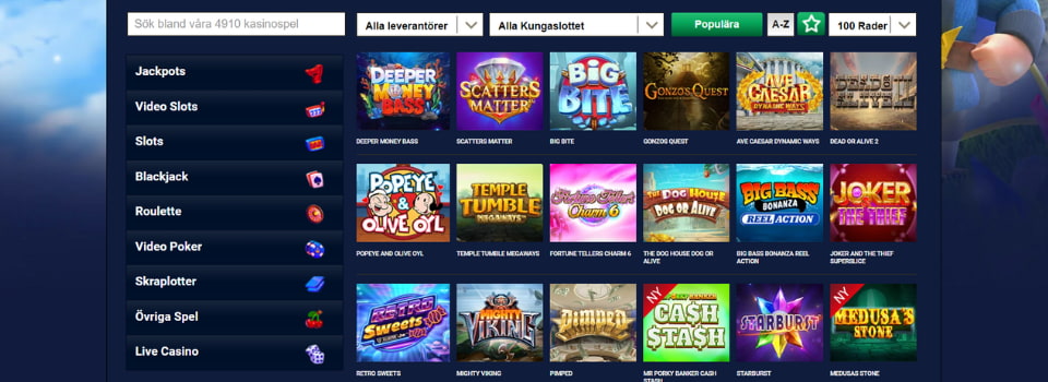 Kungaslottet Casino spelautomater