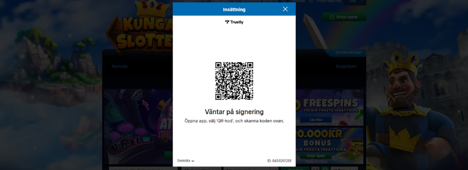 Kungaslottet Casino QR kod verifiering 