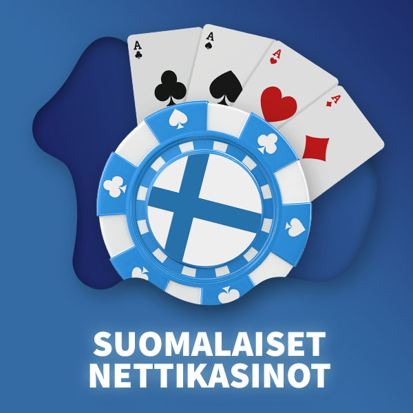 Suomalaiset nettikasinot - pelimerkissä Suomen lippu ja ympärillä kortteja