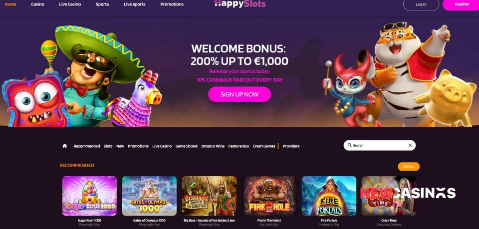 happyslots homepage