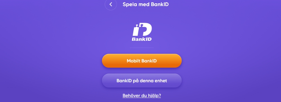 Registreringsfönster hos Pop Casino med BankID logga