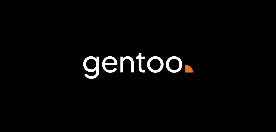 gentoo media logo light version on black background