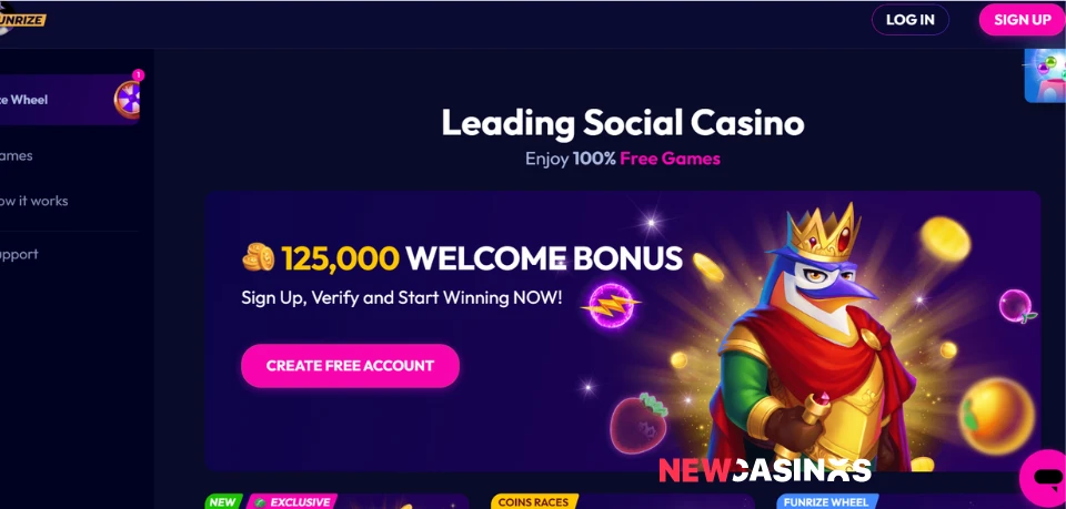 Funrize Casino homepage