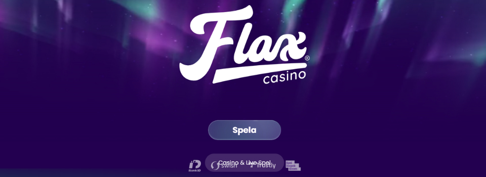 Flax Casino startsida med Spela-knapp