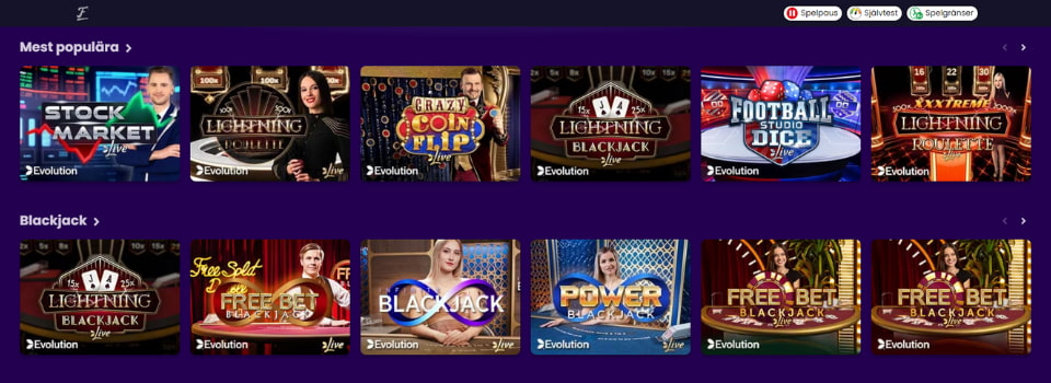 Live casinospel hos Flax Casino