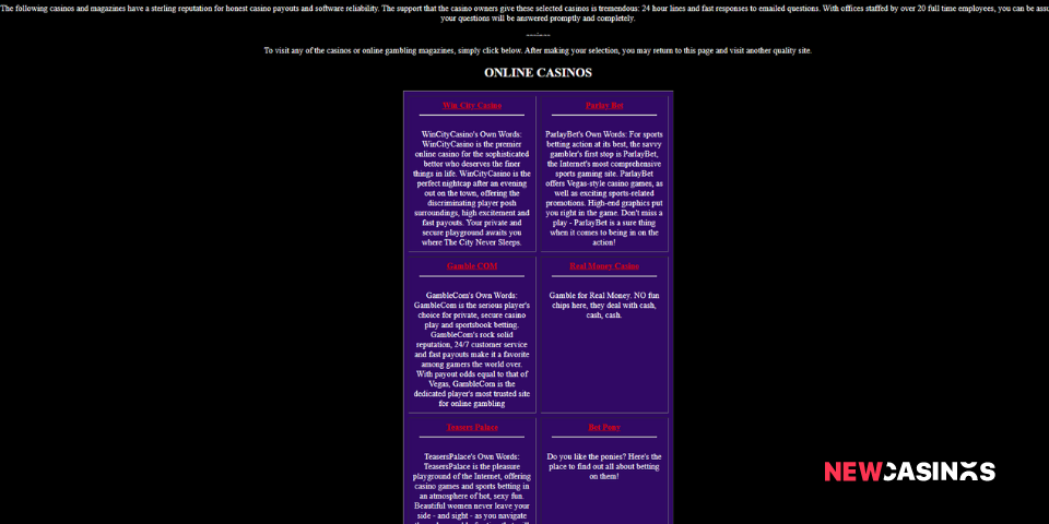 preview of newcasinos from 2001 till 2007