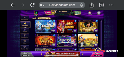 luckyland on mobile browser