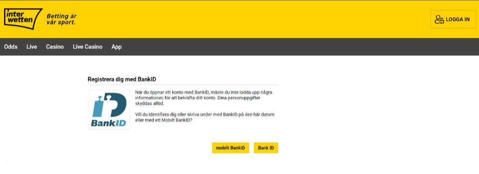 Registrera dig med BankID hos Interwetten Casino