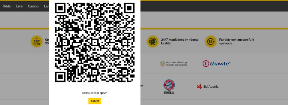 QR-kod hos Interwetten Casino