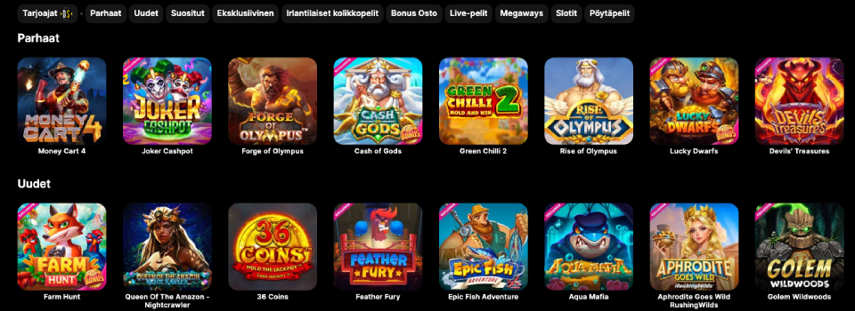 swiper casino pelivalikoima