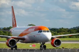 An EasyJet plane on a runway