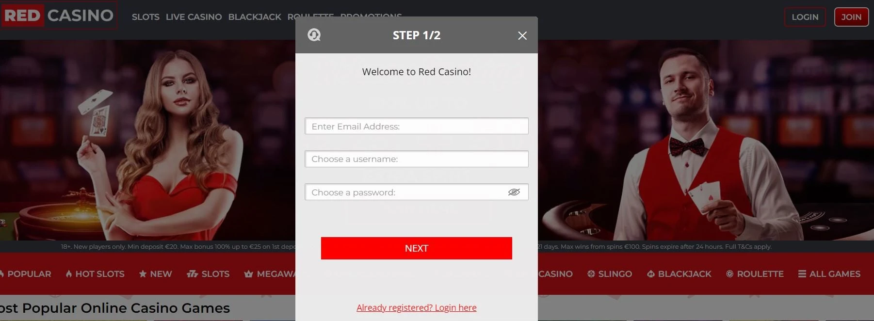 RedCasino How to Register