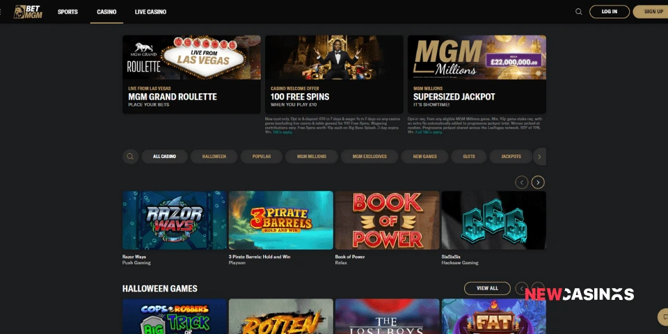 a screenshot of betmgm's casino lobby