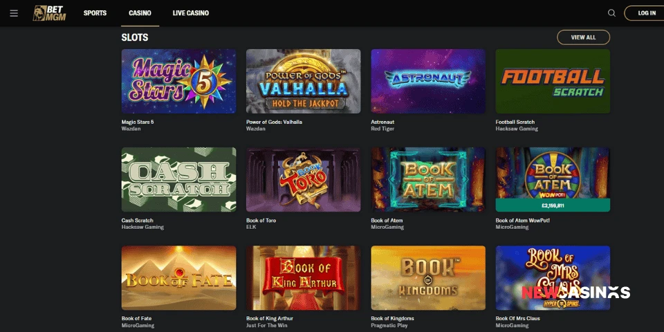 a screenshot of betmgm's slots lobby