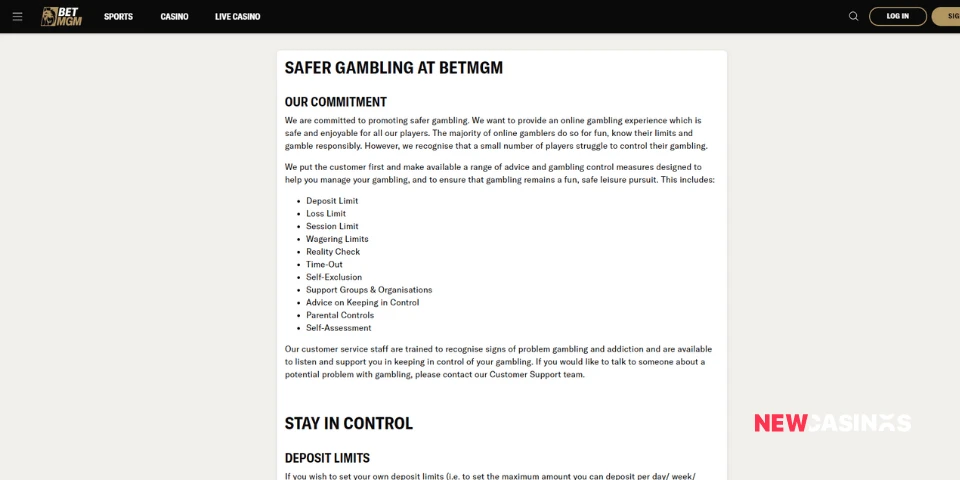 safer gambling at betmgm