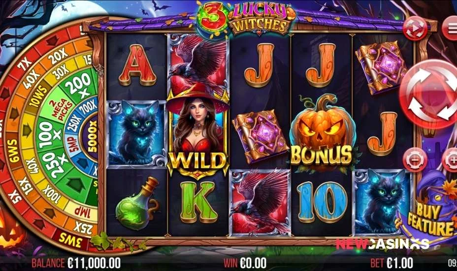 3 lucky witches slot gameplay