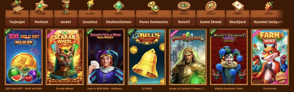 Tiki Casino kolikkopelivalikoimaa