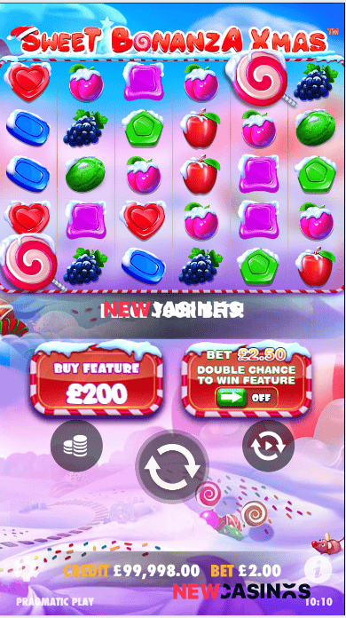 screenshot of sweet bonanza xmas slot on iphone