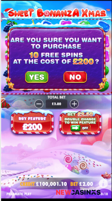 screenshot of sweet bonanza xmas on android free spins purchase