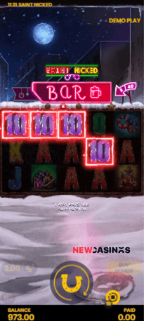 screenshot of saint nicked slot gameplay on samsung/ android