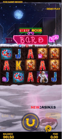 screenshot of saint nicked slot gameplay on samsung/ android