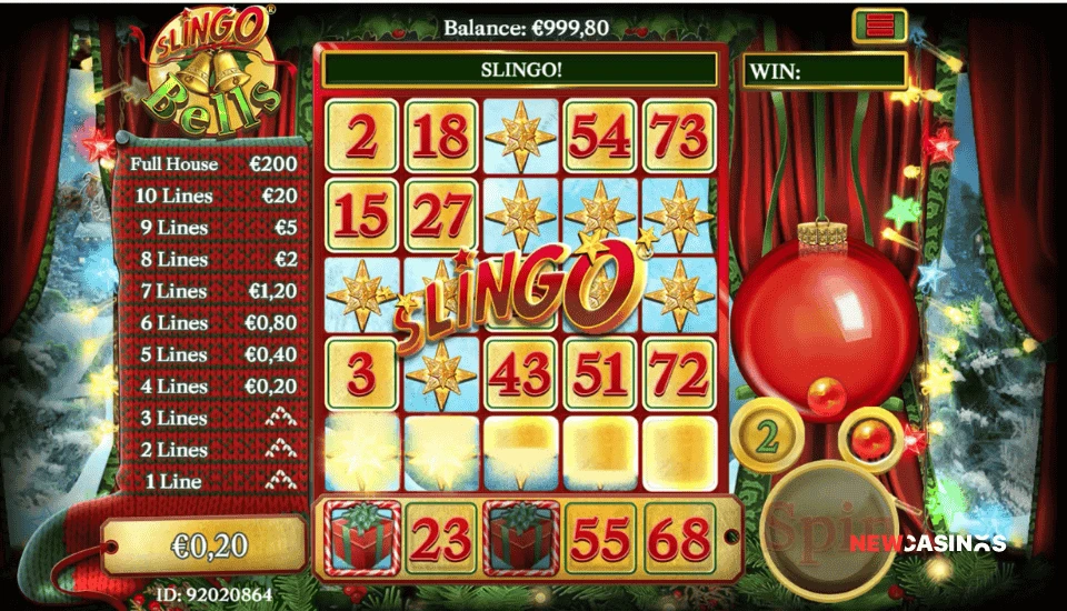 screenshot of slingo bells gameplay slingo win