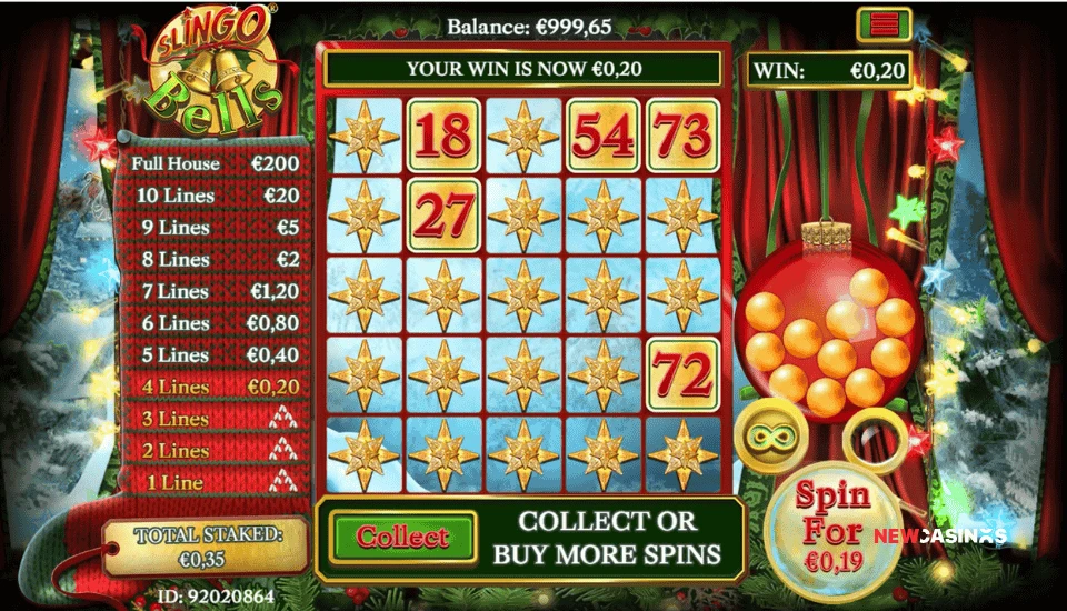 screenshot of slingo bells gameplay collect or buy more spins