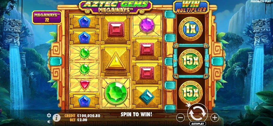 screenshot of azctec gems megaways gameplay