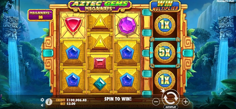 screenshot of azctec gems megaways gameplay