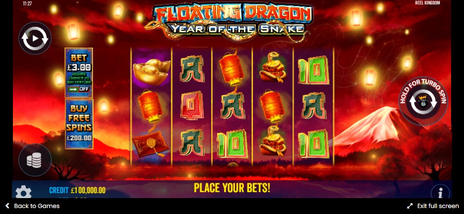 screenshot of floating dragon year of the snake gameplay