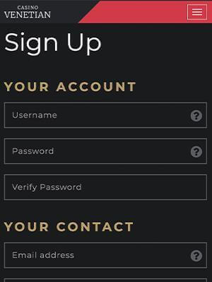 Casino Venetian mobile sign up