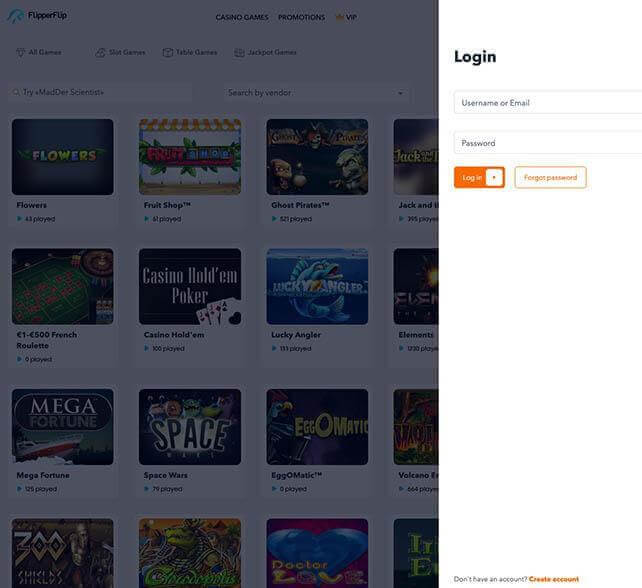 FlipperFlip casino homepage login