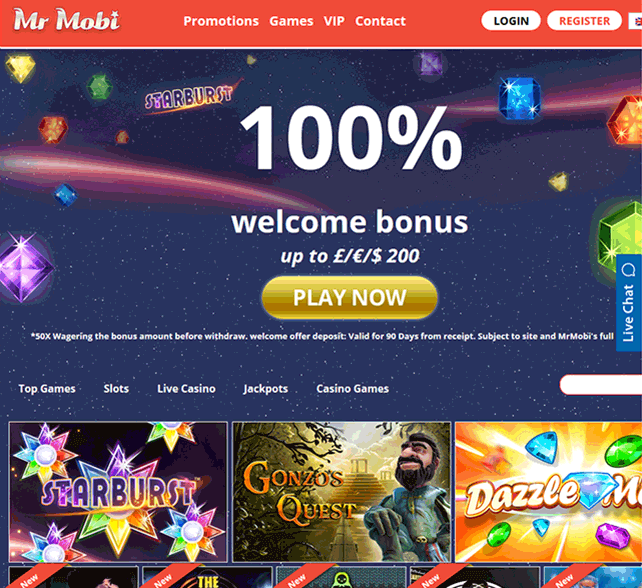 Mr Mobi Casino Frontpage