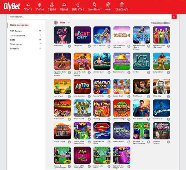 OlyBet Casino Games