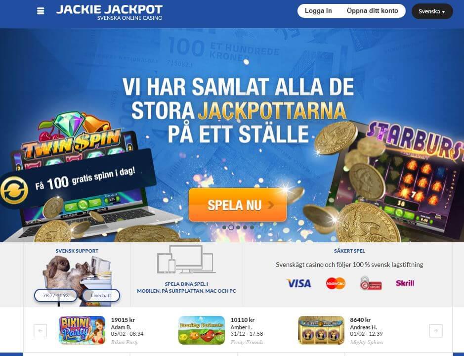 Jackie Jackpot's hemsida